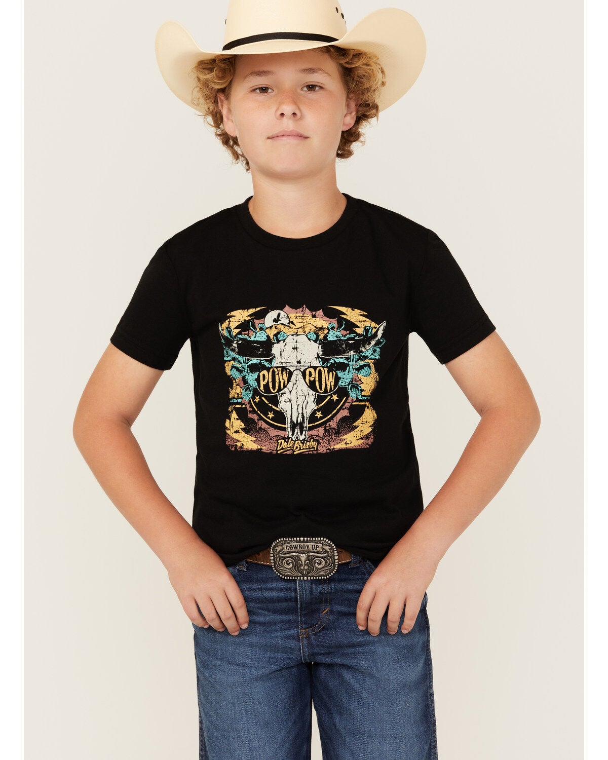 Rock & Roll Denim Boys' Steerhead Short Sleeve Graphic T-Shirt, Black, hi-res