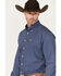 Cinch Men's Geo Print Long Sleeve Button Down Western Shirt , Royal Blue, hi-res