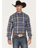 Cinch Men's Plaid Print Long Sleeve Button Down Western Shirt , Royal Blue, hi-res