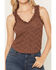 Image #3 - Shyanne Women's Solid Lace Sleeveless Ruffle Tank Top, Brown, hi-res