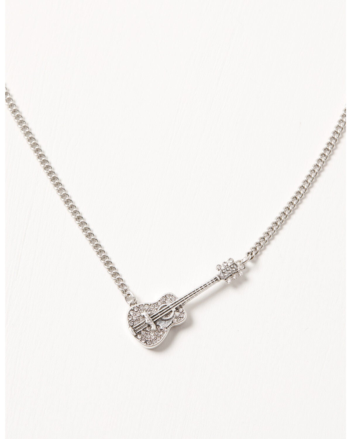 Lainey Wilson Women's Pav&eacute; Guitar Pendant Necklace, Silver, hi-res