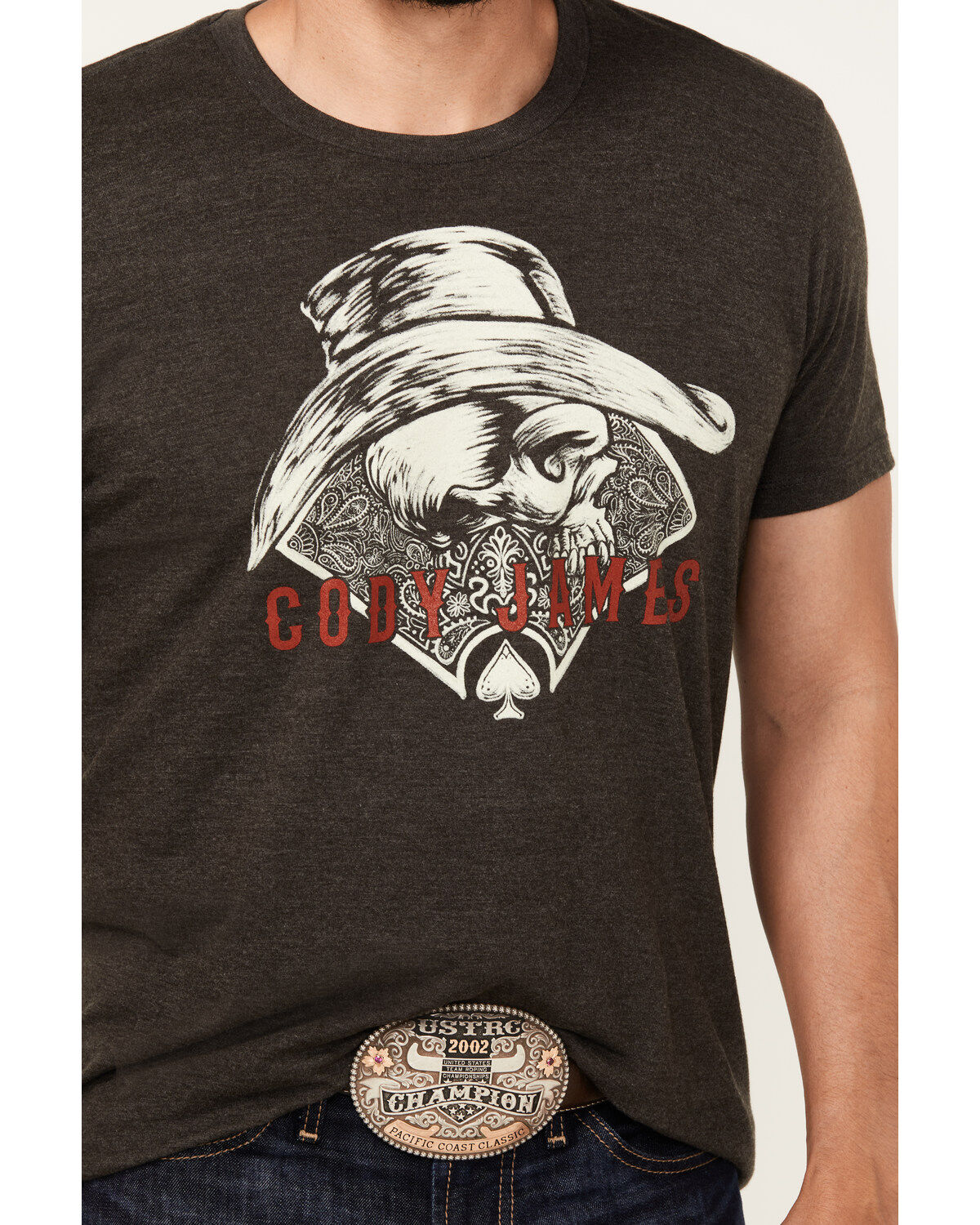 Image #3 - Cody James Men's Ace Skeleton Short Sleeve Graphic T-Shirt, Charcoal, hi-res