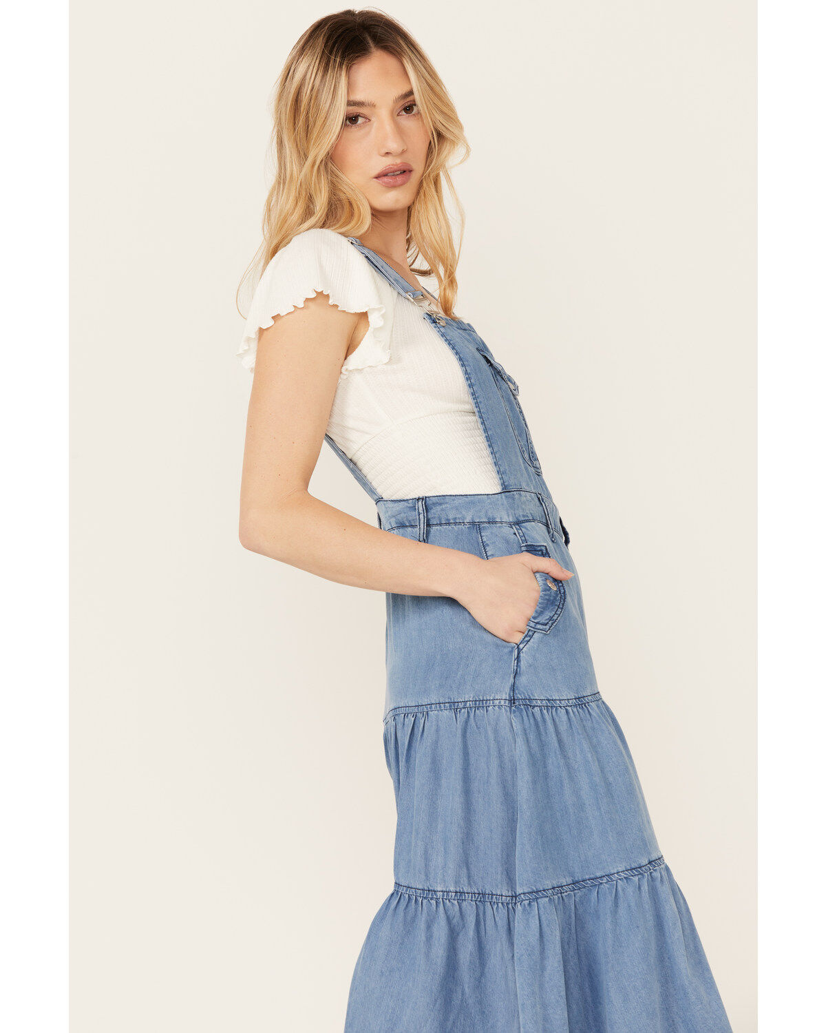 Image #2 - Vibrant Denim Women's Medium Wash Overall Denim Dress, , hi-res