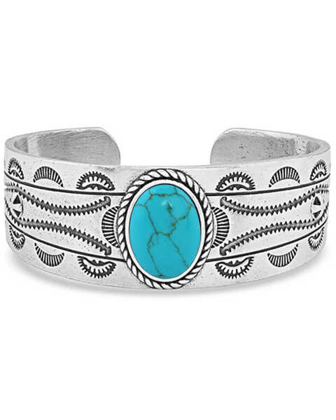 Montana Silversmiths Women's Into The Blue Turquoise Cuff Bracelet, Silver, hi-res