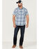 Flag & Anthem Men's Desert Son Cookeville Vintage Large Plaid Short Sleeve Snap Western Shirt , Light Blue, hi-res