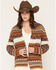 Image #1 - Cotton & Rye Women's Southwestern Striped Cardigan, Tan, hi-res