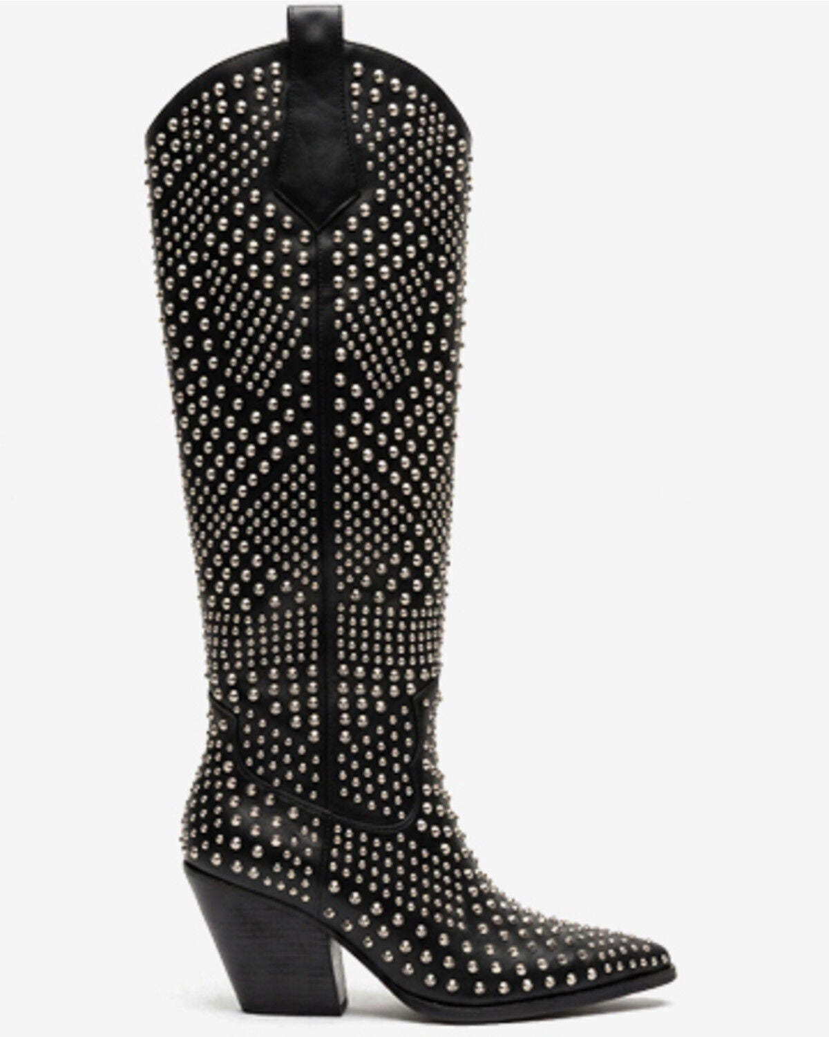 Azalea Wang Women's Volt Studded Western Boots - Round Toe, Black, hi-res