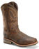 Double H Men's Safety Toe Western Work Boots, Brown, hi-res