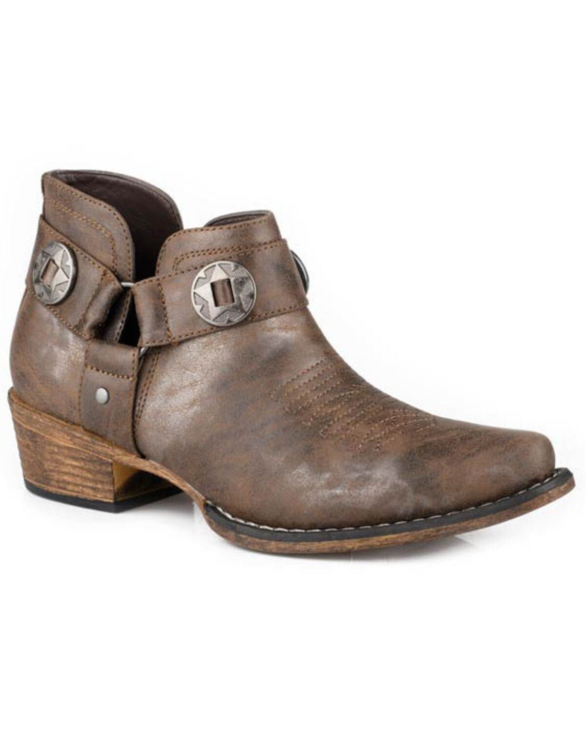 Roper Women's Ava Harness Western Booties - Snip Toe, Brown, hi-res