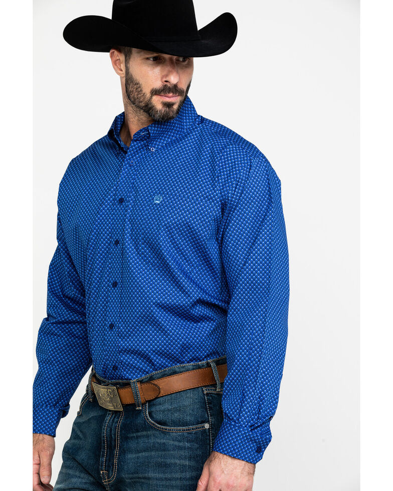 Cinch Men S Royal Blue Diamond Geo Print Long Sleeve Western Shirt