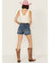 Image #3 - Rock & Roll Denim Women's Medium Wash High Rise Chain Fringe Denim Shorts, , hi-res
