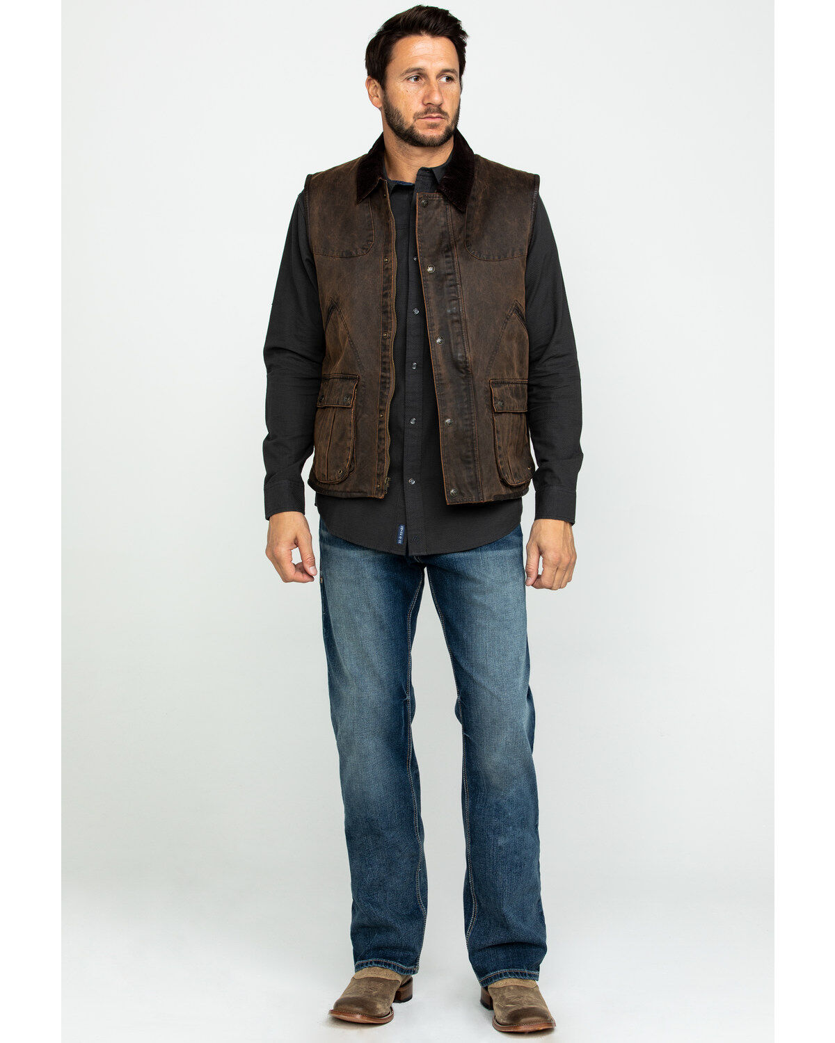 Image #6 - Cripple Creek Men's Enzyme Washed Cotton Concealed Carry Vest, Dark Brown, hi-res