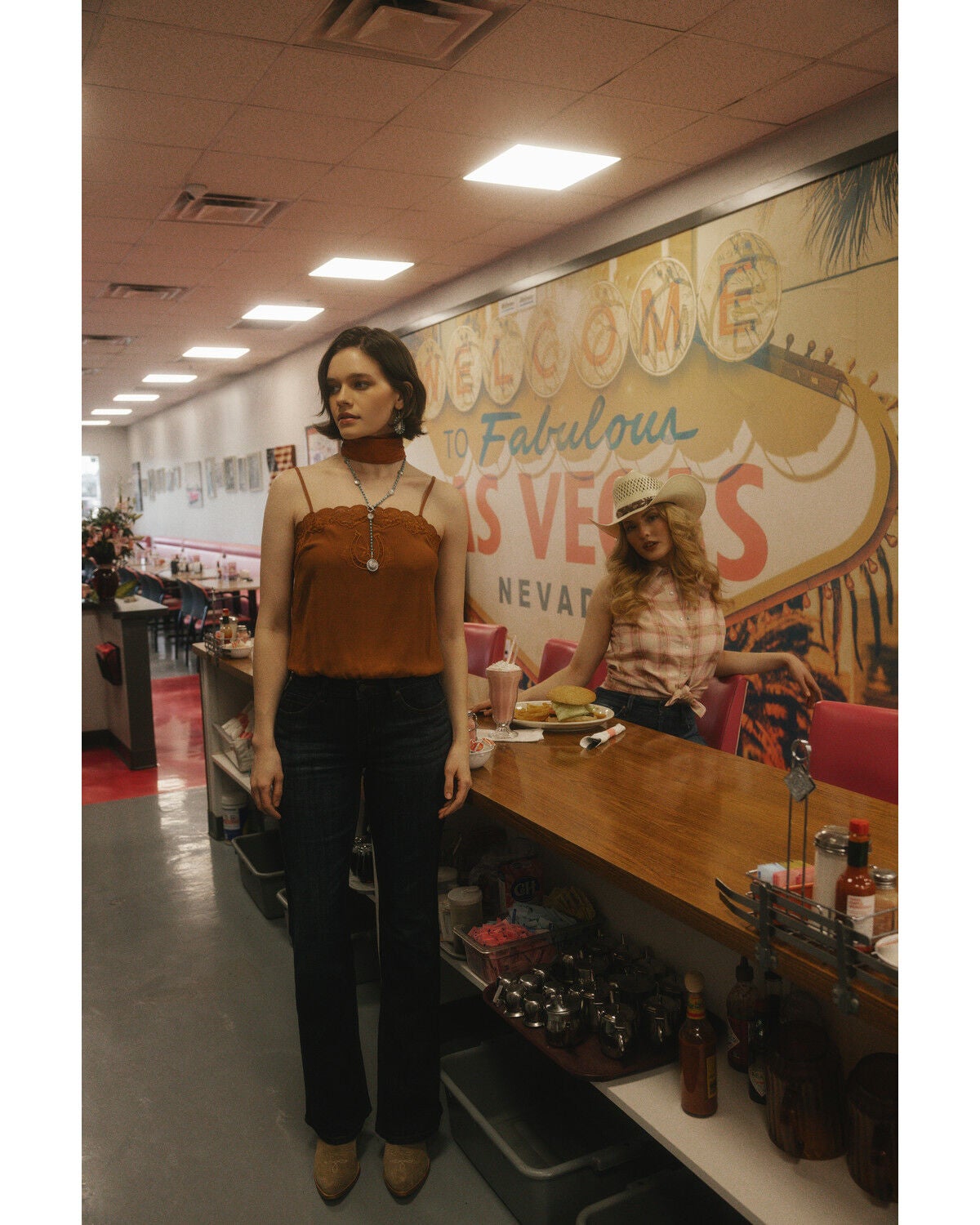 Idyllwind Women's Sage Satin Lace Cami, Caramel, hi-res