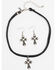 Image #1 - Shyanne Women's Crystal Cross Black Corded Cross Necklace Set, Black, hi-res