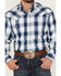 Stetson Men's Ice Ombre Large Plaid Long Sleeve Snap Western Shirt , Blue, hi-res