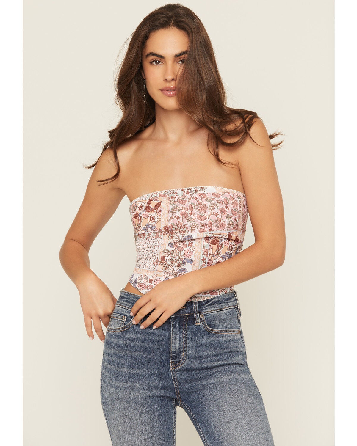 Originality Women's Boot Barn Exclusive Patchwork Print Bandana Top, Olive, hi-res