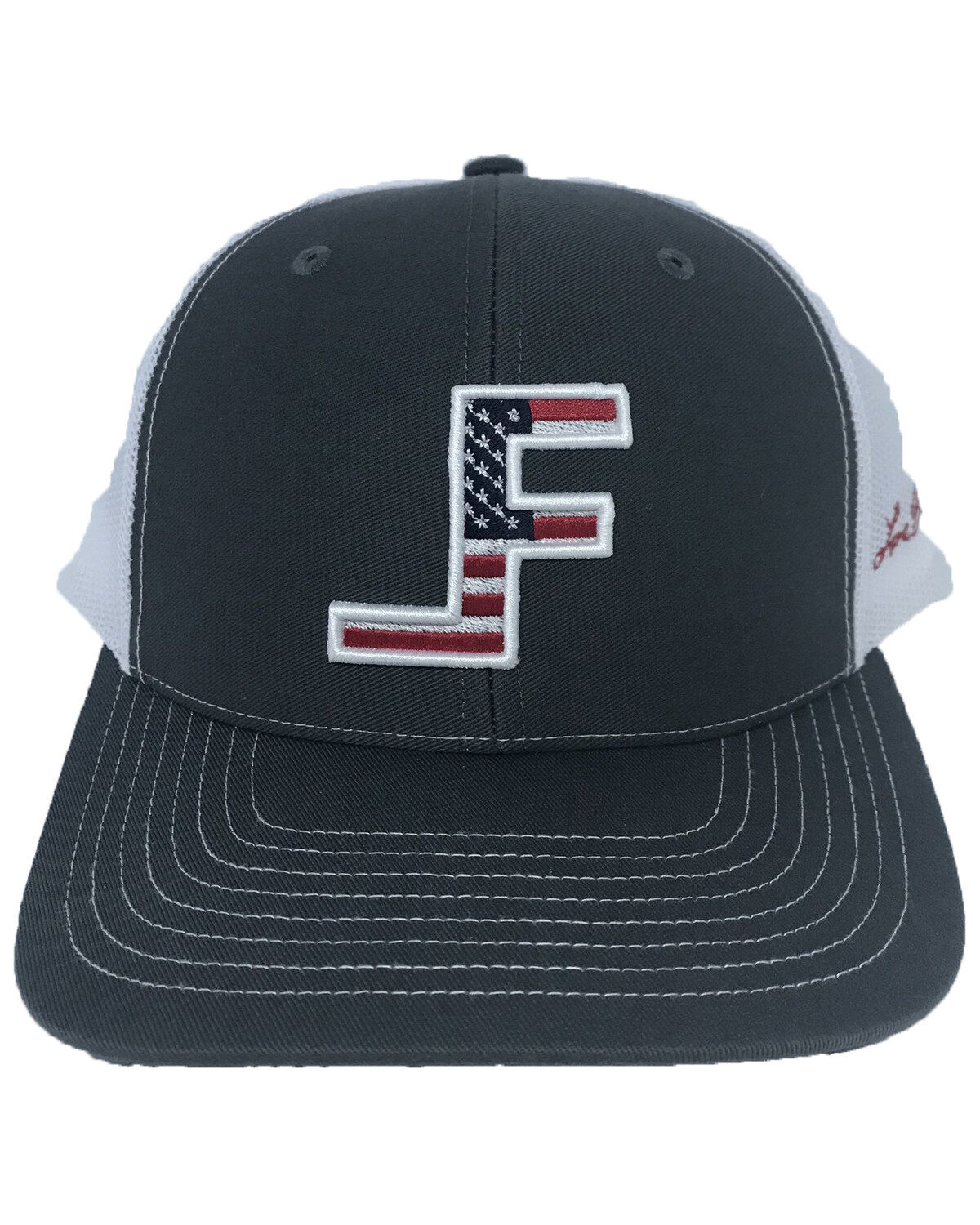 Image #1 - Lane Frost Men's Courage Flag Logo Ball Cap, Charcoal, hi-res