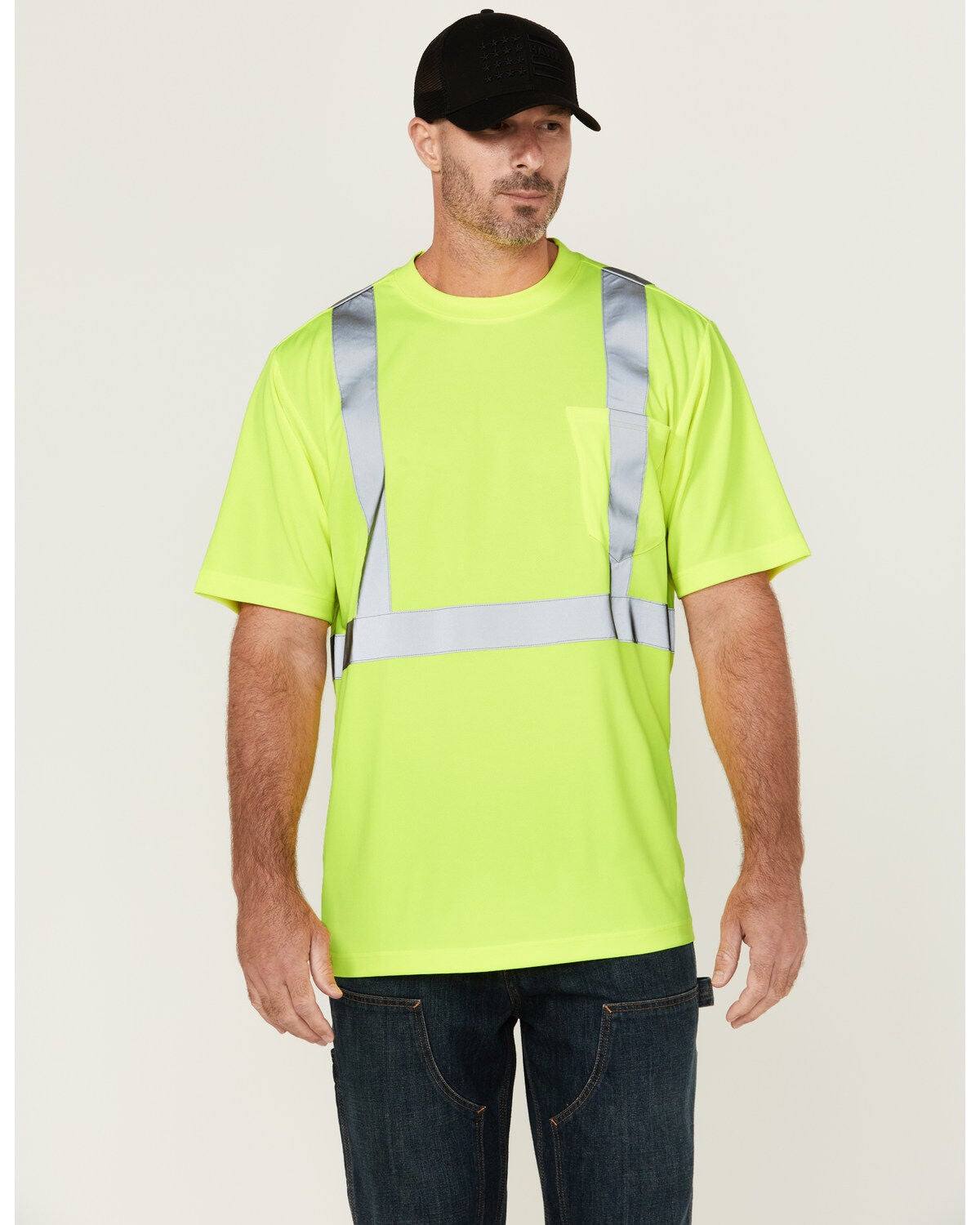 Hawx Men's Hi-Vis Reflective Short Sleeve Work T-Shirt - Big, Yellow, hi-res