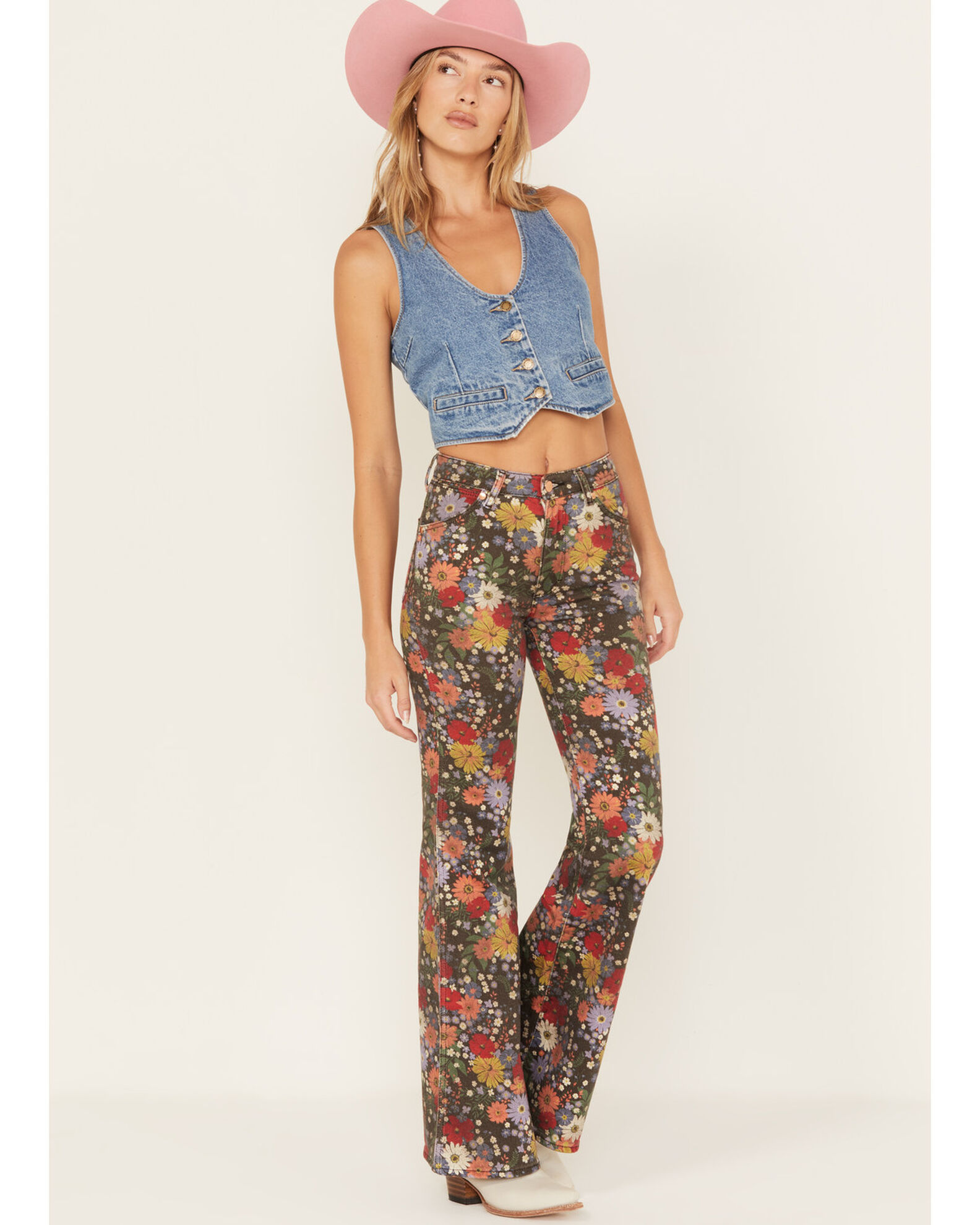 Wrangler Women's Bloom Print Wanderer Flare Jeans | Boot Barn