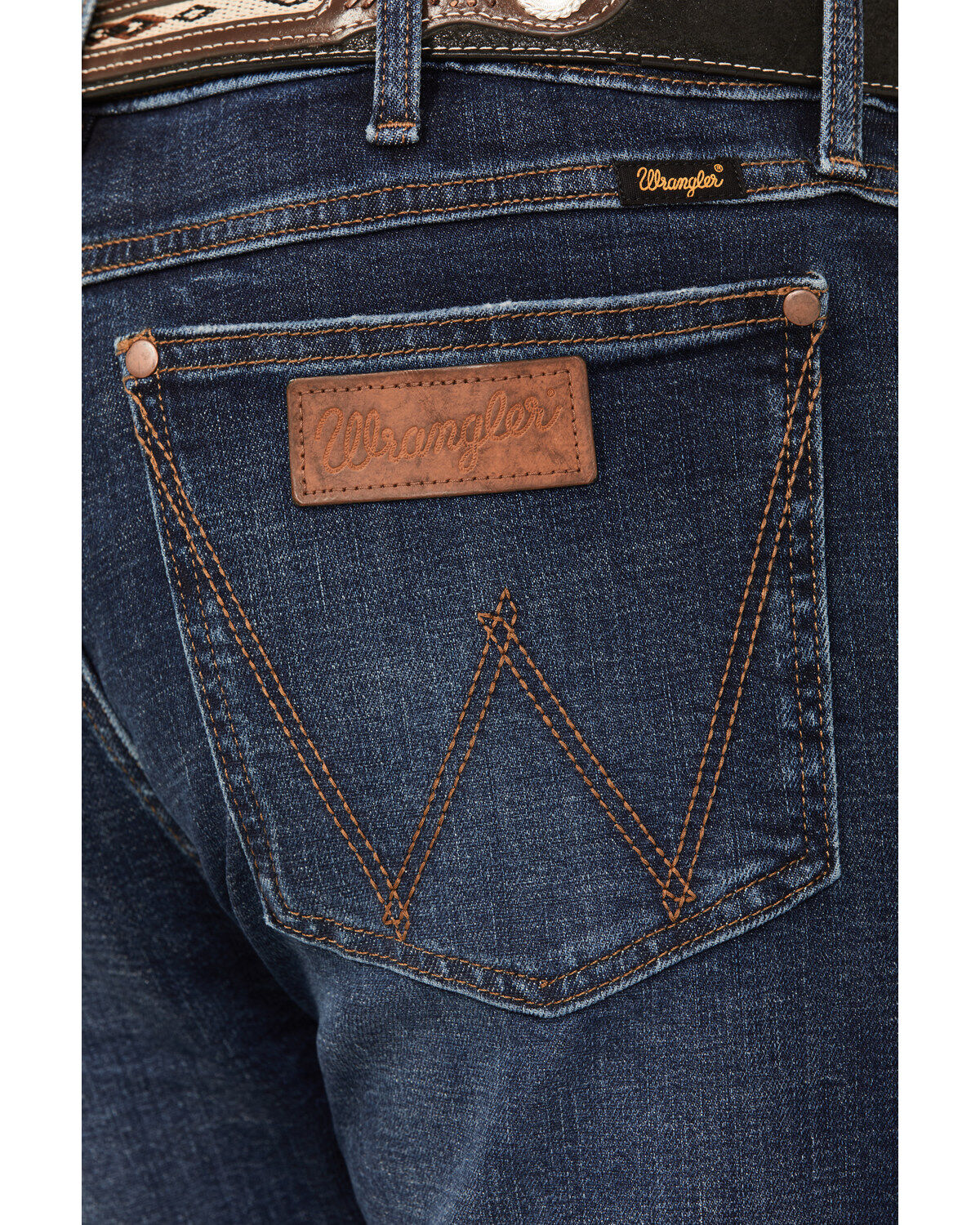 Image #4 - Wrangler Retro Men's Homburg Dark Wash Slim Straight Stretch Premium Green Jeans, Dark Wash, hi-res