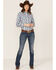 Roper Women's Plaid Print Long Sleeve Snap Western Shirt, Blue, hi-res