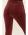 Image #4 - Shyanne Women's Syrah High Rise Velveteen Stretch Flare Jeans, Dark Red, hi-res