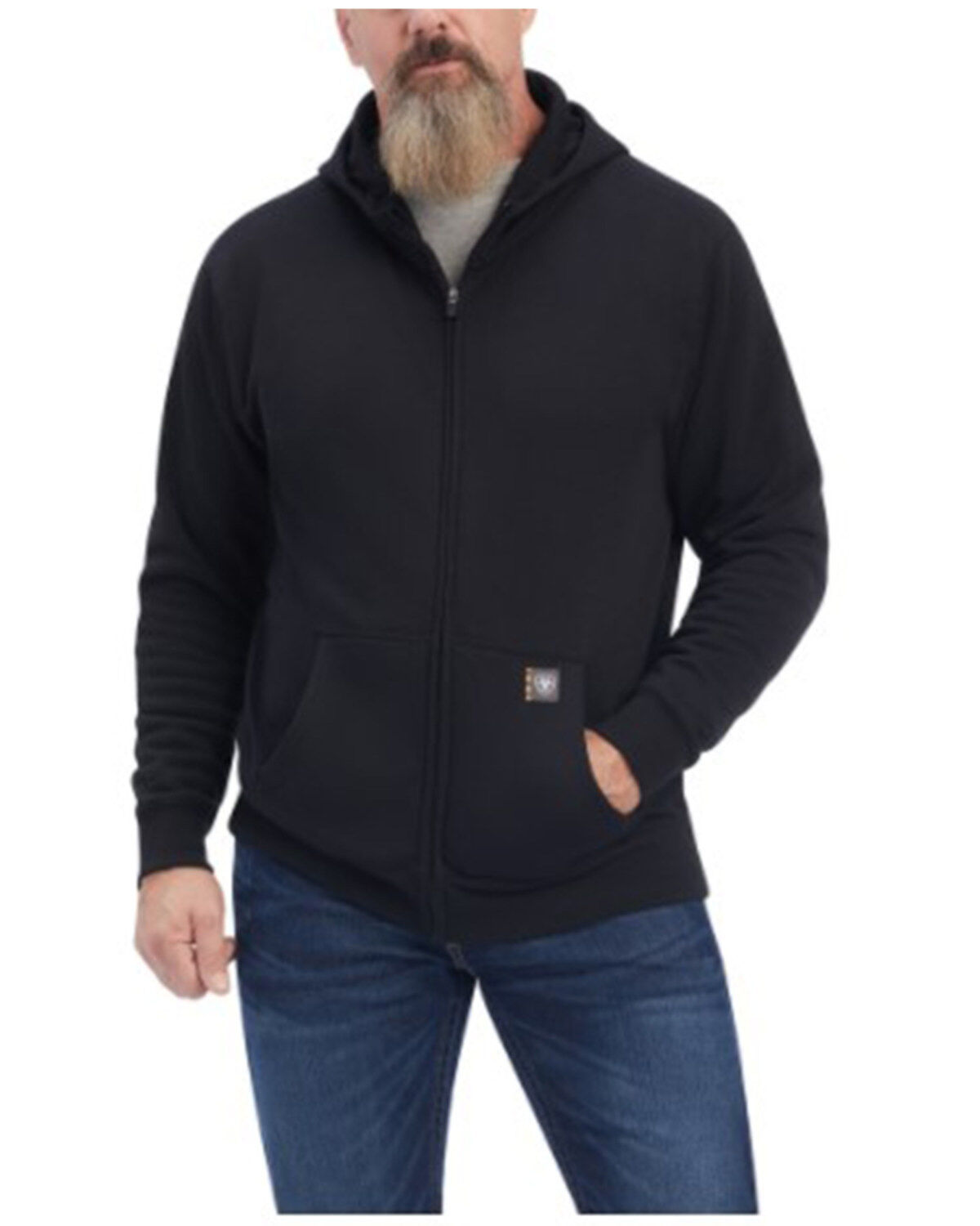 Image #1 - Ariat Men's Rebar Workman Reflective Flag Graphic Hooded Work Jacket, Black, hi-res