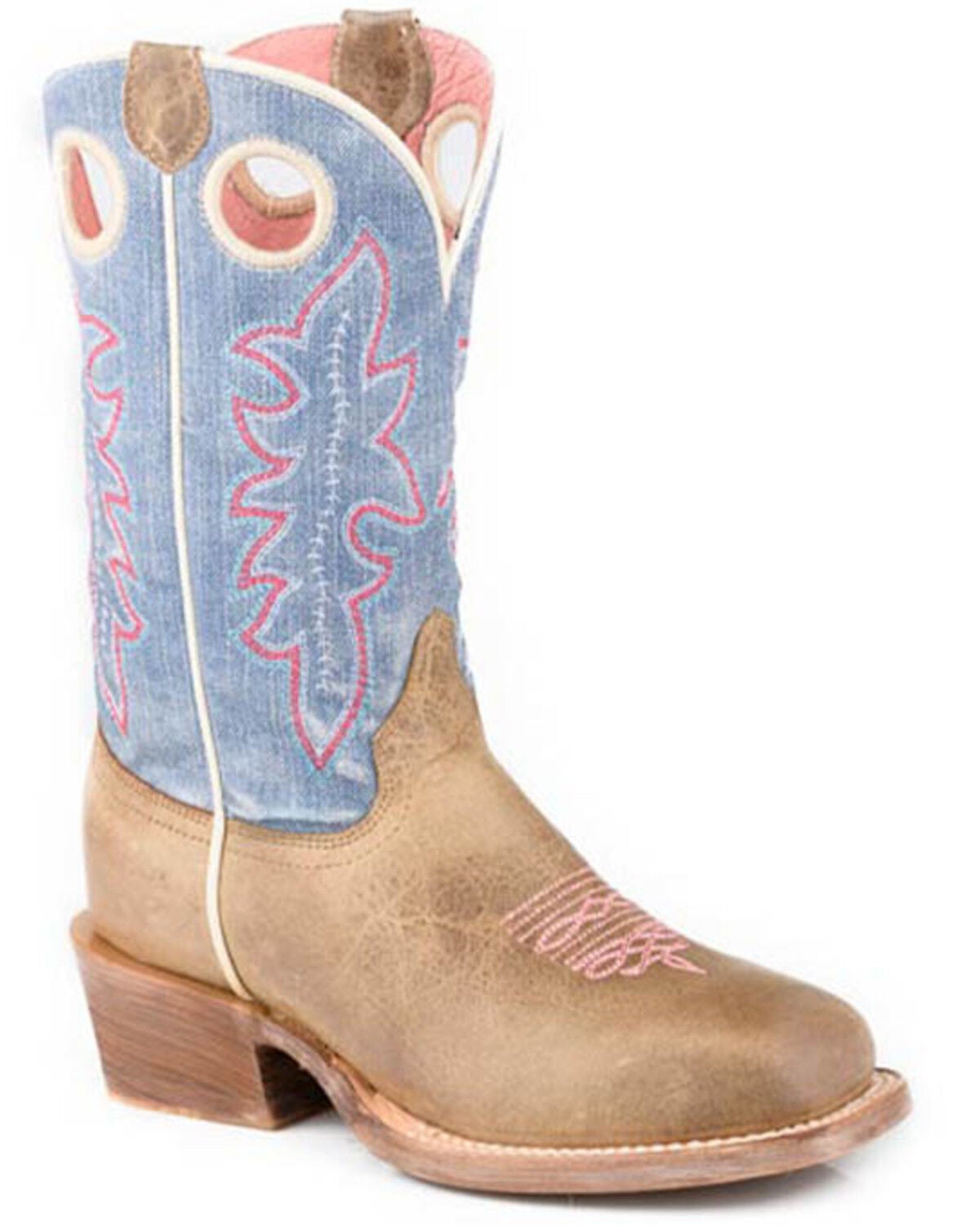 Roper Little Girls' Ride 'Em Cowgirl Western Boots - Square Toe, Brown, hi-res