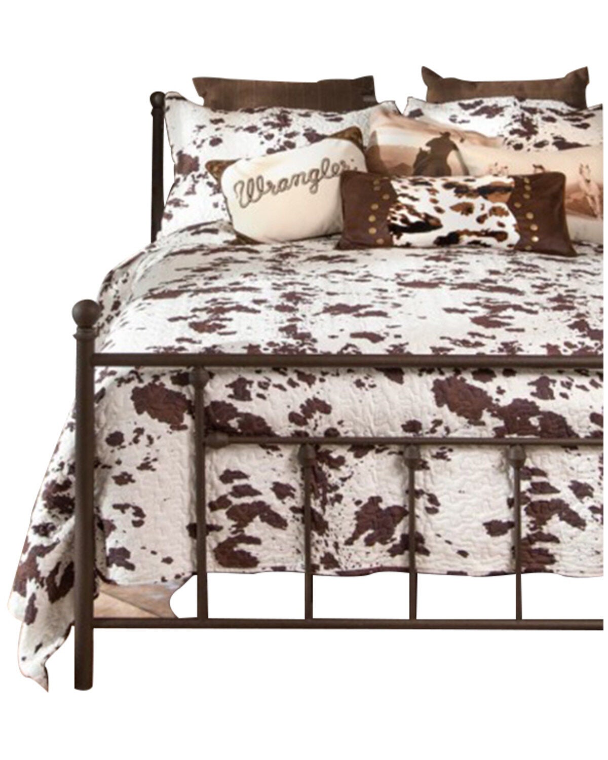 Wrangler Cowhide Quilt Set - Queen, Brown, hi-res