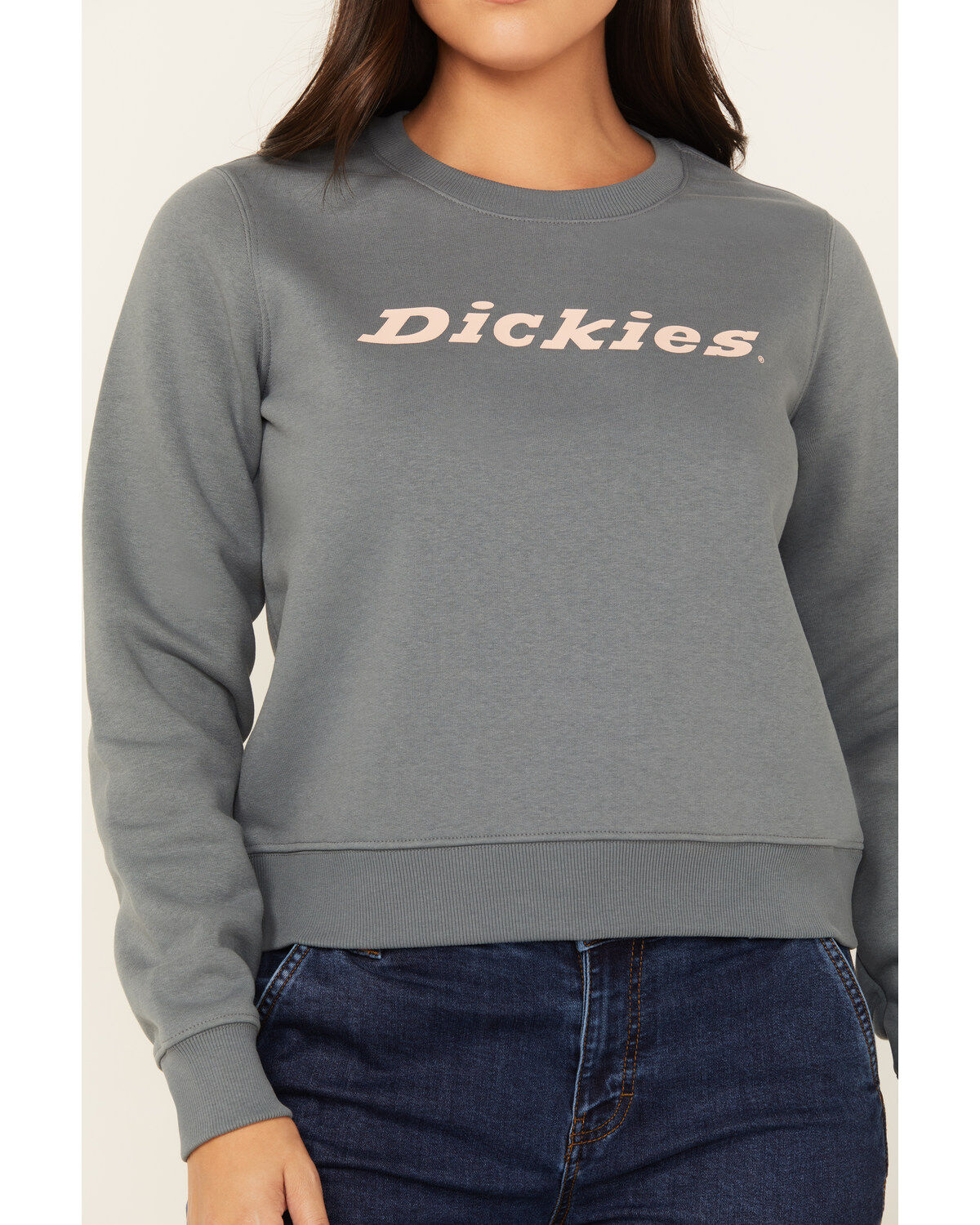Image #3 - Dickies Women's Heavyweight Wordmark Crew Neck Fleece Sweatshirt, Dark Grey, hi-res