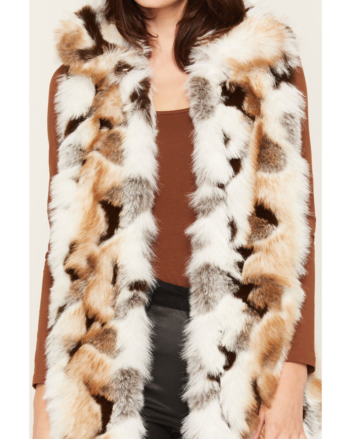 Image #3 - Azalea Wang Women's Boot Barn Exclusive Maureen Faux Fur Striped Vest, Multi, hi-res