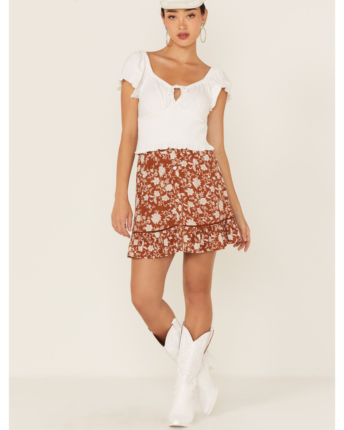 Image #2 - Patrons of Peace Women's Hyland Knit Crop Top, White, hi-res