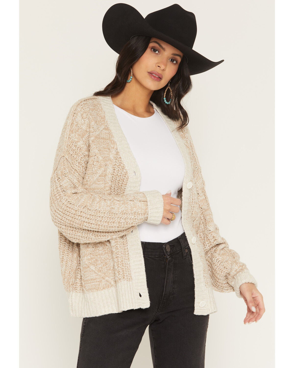 Originality Women's Grandpa Cardigan, Taupe, hi-res