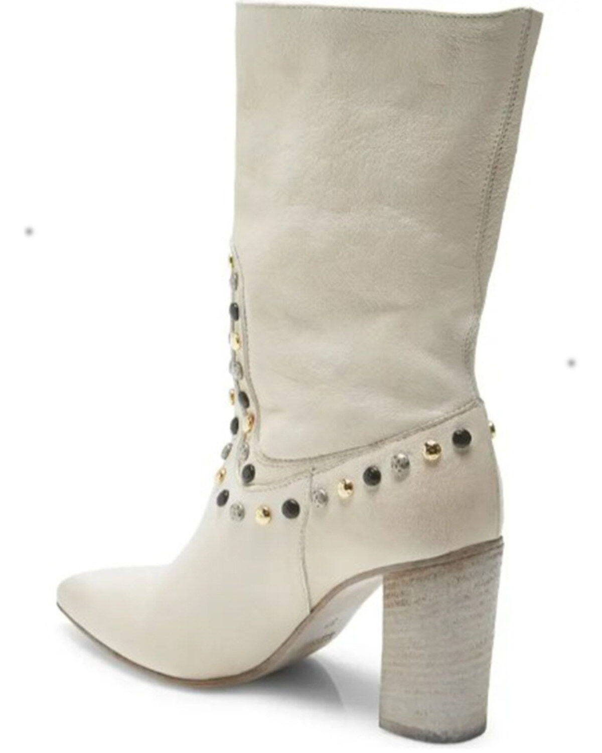 Image #4 - Free People Women's Dakota Heel Studded Western Boots - Round Toe, White, hi-res