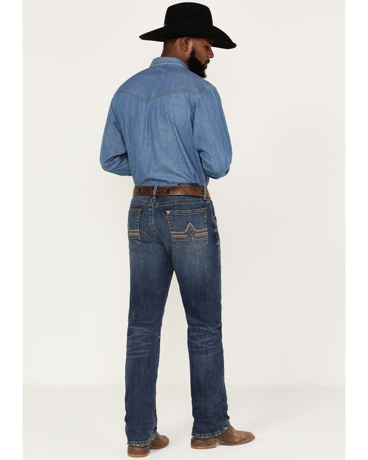Image #3 - Rock 47 By Wrangler Cornflower Medium Dark Wash Stretch Slim Straight Jeans, Dark Medium Wash, hi-res