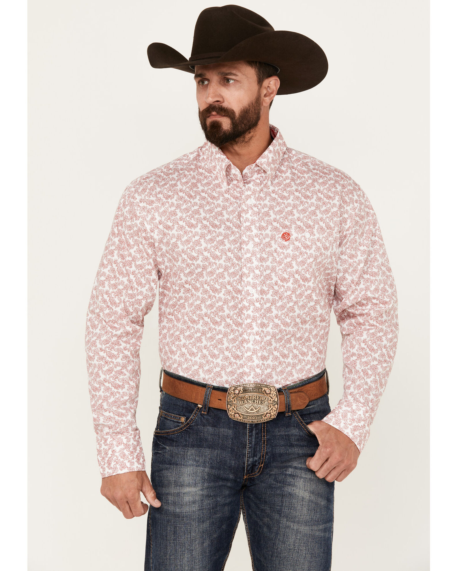 George Strait by Wrangler Men s Floral Print Long Sleeve Button Down Western Shirt Boot Barn