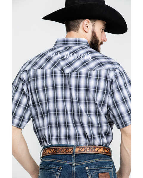 Image #2 - Jack Daniel's Men's Textured Plaid Print Short Sleeve Western Shirt , Black, hi-res