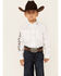 Roper Boys' Logo Long Sleeve Snap Front Western Shirt , White, hi-res