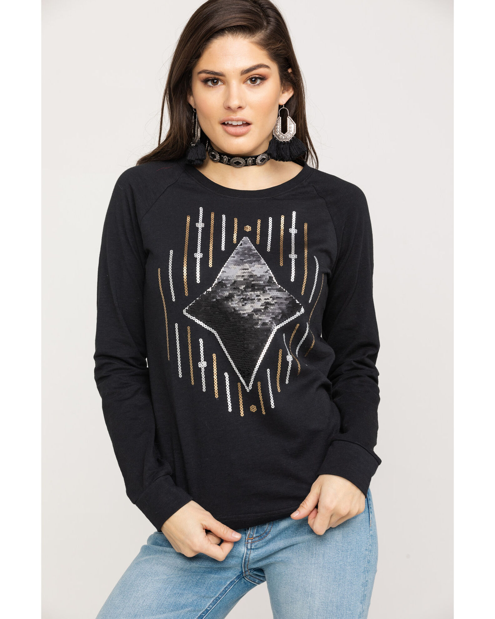 Image #5 - Ariat Women's Ace of Diamonds Shirt, Black, hi-res