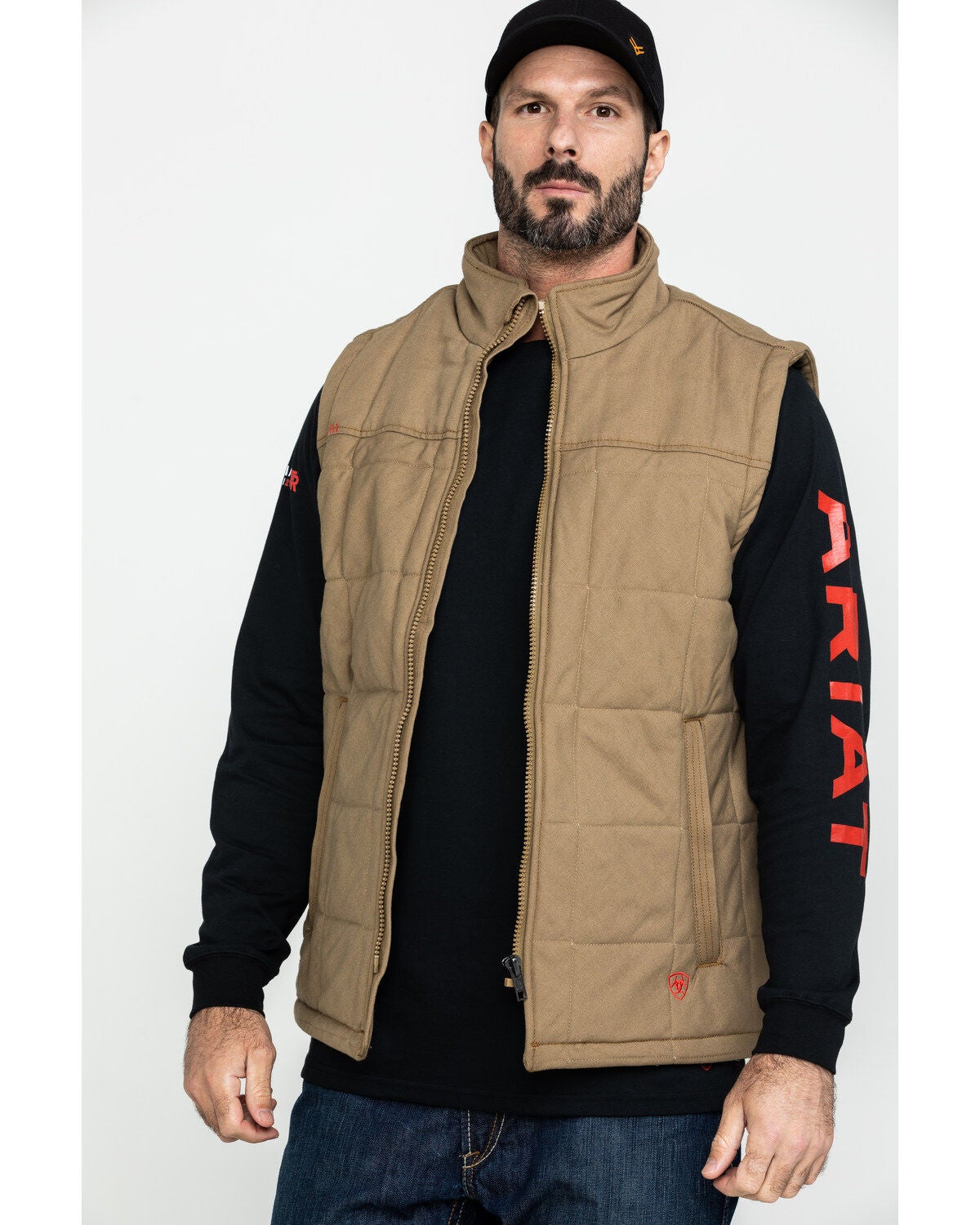 Ariat Men's FR Crius Insulated Work Vest, Beige/khaki, hi-res
