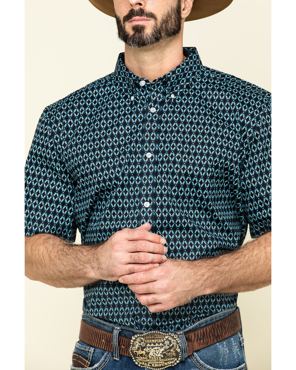 Image #4 - Cody James Core Men's High Roller Geo Print Short Sleeve Western Shirt, , hi-res