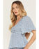 Image #2 - Yura Women's Boot Barn Exclusive Floral Print Smocked Front Short Sleeve Top, Blue, hi-res