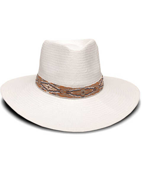 Nikki Beach Women's White Dove Straw Western Fashion Hat , White, hi-res