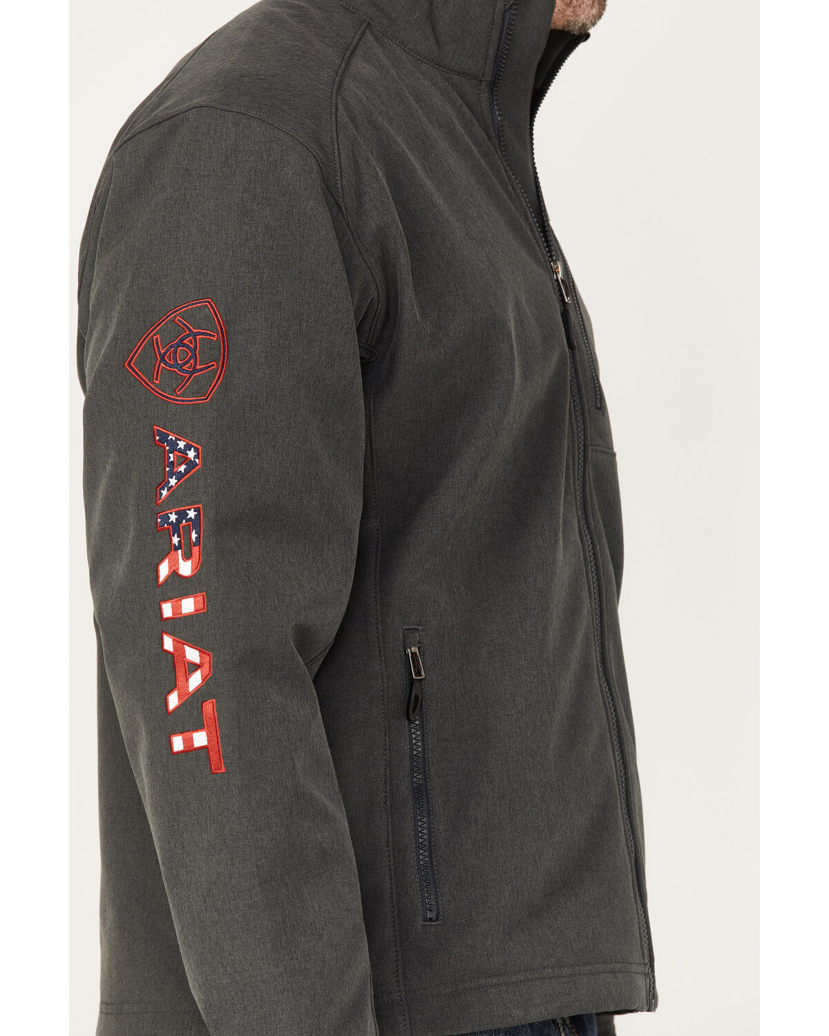 Image #3 - Ariat Men's Logo 2.0 Americana Softshell Jacket, Charcoal, hi-res