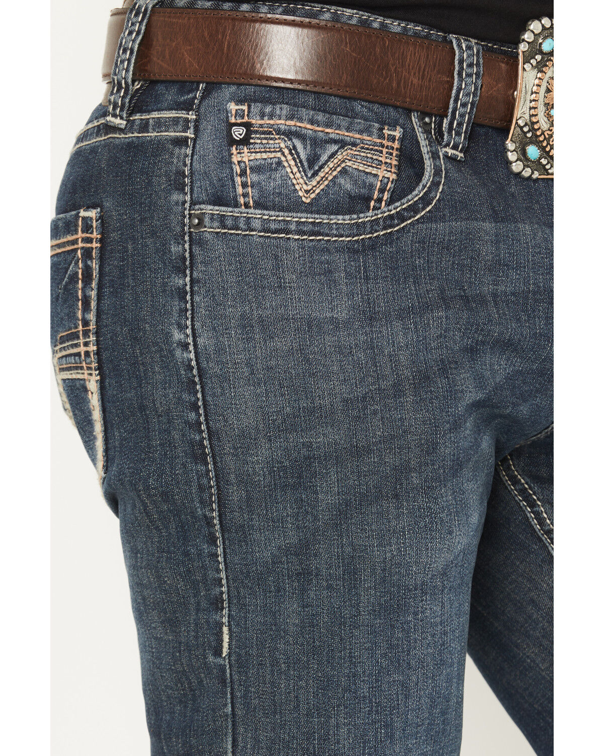Image #2 - Rock & Roll Denim Men's Double Barrel Dark Wash Relaxed Straight Stretch Denim Jeans, Dark Wash, hi-res