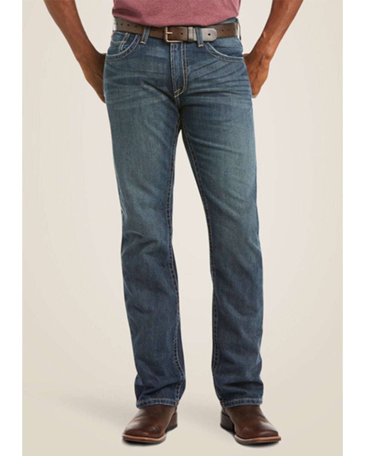 Image #1 - Ariat Men's Deadrun M5 Arrowhead Straight Denim Jeans, Denim, hi-res