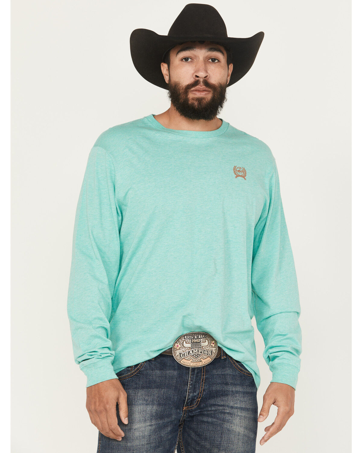 Image #2 - Cinch Men's Cowboy State of Mind Long Sleeve Graphic T-Shirt, Turquoise, hi-res