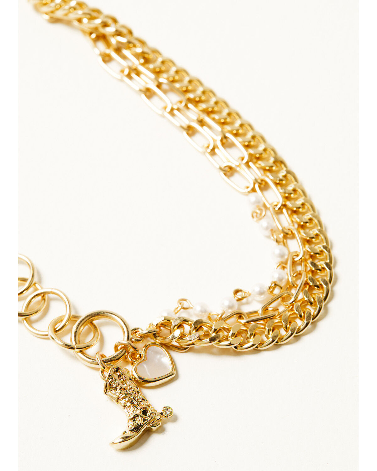 Image #2 - Shyanne Women's 14K Gold Chain and Pearl Boot Charm Bracelet, Gold, hi-res