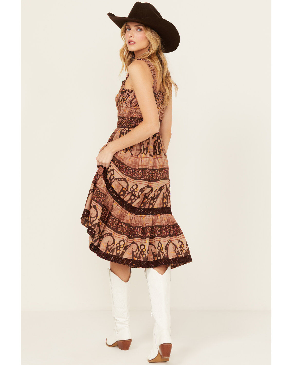 Image #2 - Shyanne Women's Challis Printed Midi Dress, Coral, hi-res