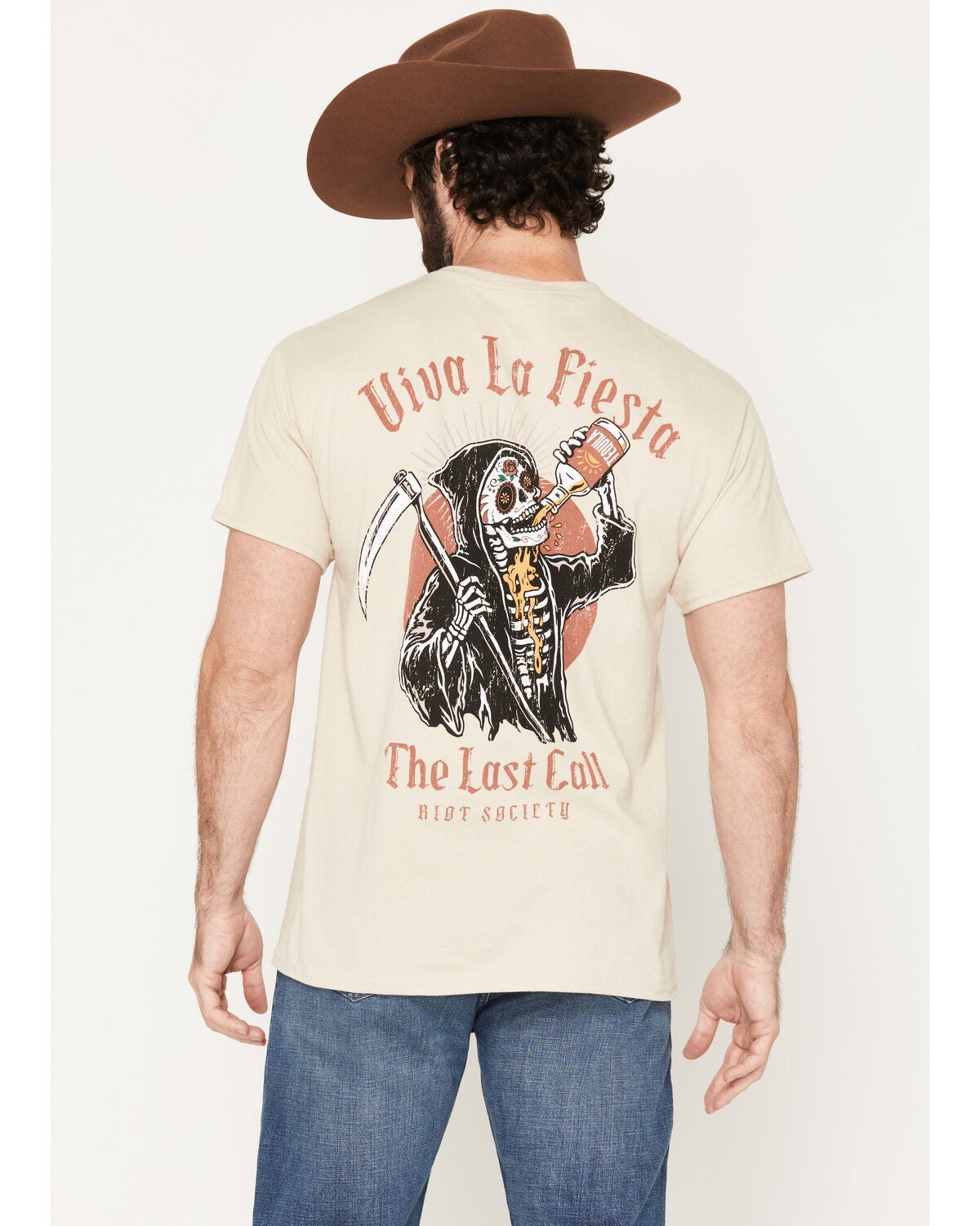 Riot Society Men's Viva La Fiesta Short Sleeve Graphic T-Shirt, Sand, hi-res